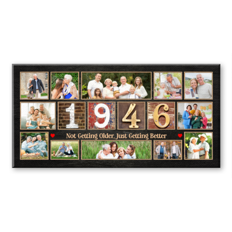 80th Birthday Gift Ideas, Born in 1946 Photo Collage Canvas, Born in 1946 Gift, Custom 80th Birthday for Dad, Birthday Gift For Grandma