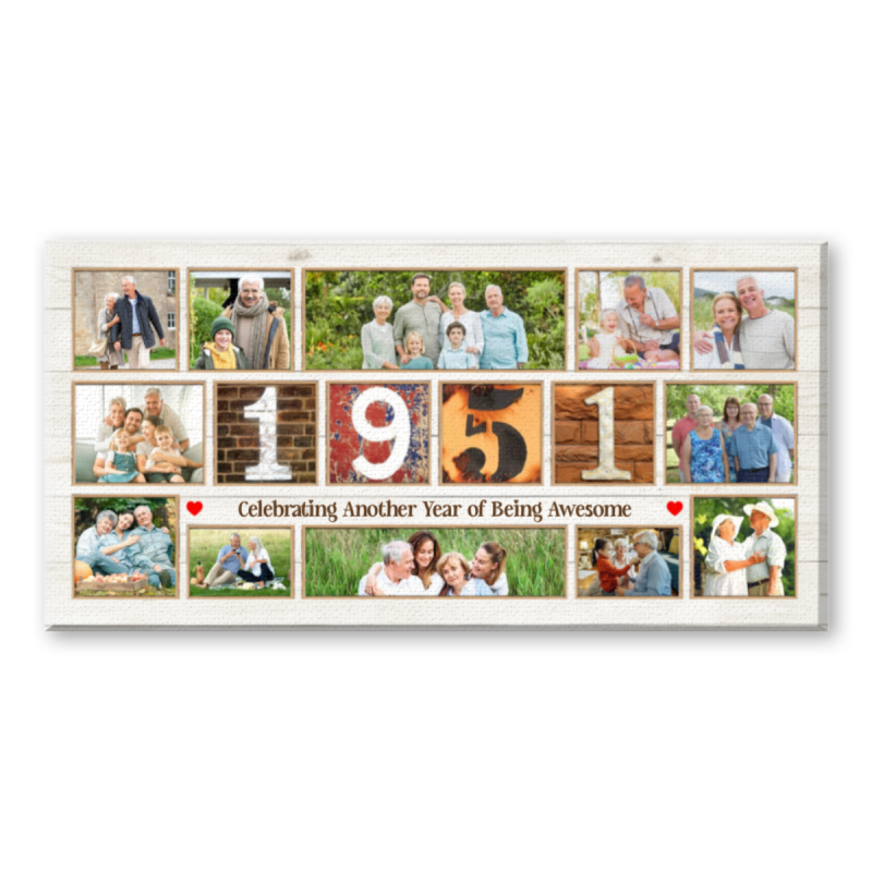 75th Birthday Photo Collage Canvas, Grandma Gift for 75th Birthday, Born in 1951 Gift, 1951 Gifts For Her, 75 Birthday Gift