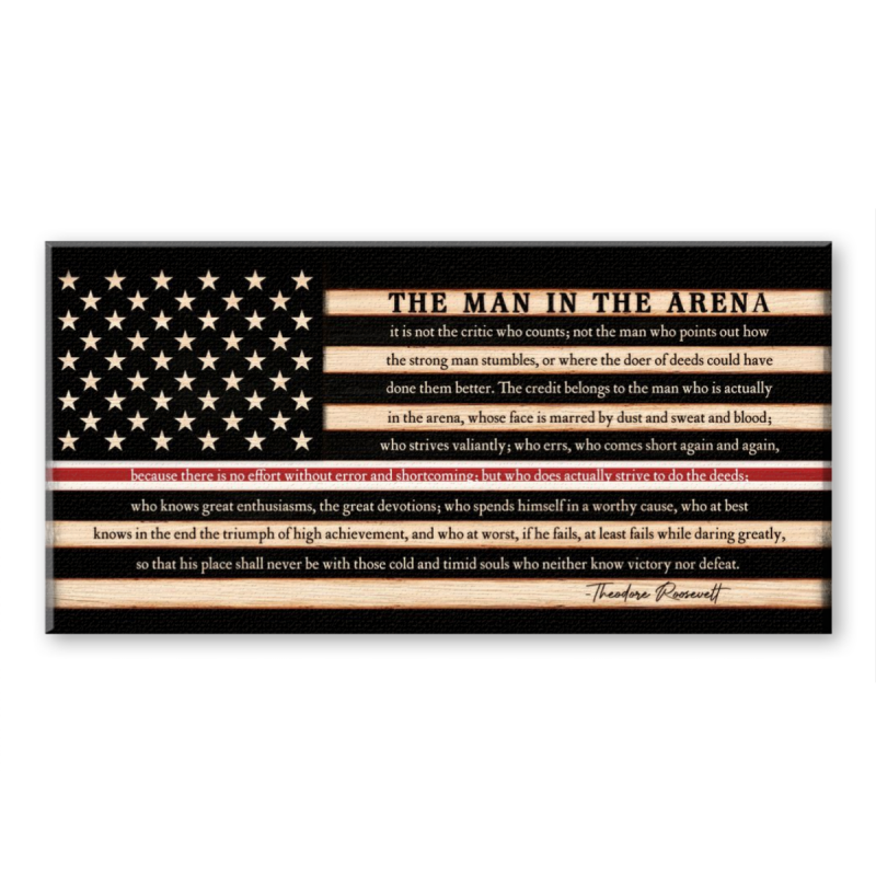 Man in Arena Nurse Motivation Quote Wall Art, Nurse Retirement Gift Flag Canvas, Patriotic Quote Canvas, Man in Arena Physician Gift