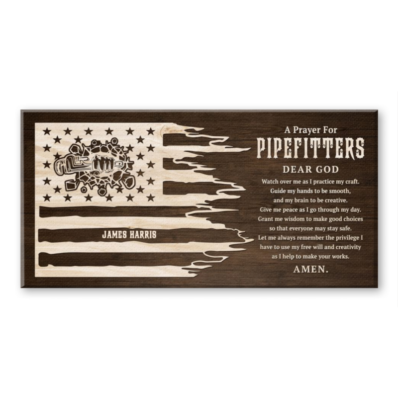 Pipefitter Prayer Wall Art, Inspirational Skilled Trades Decor, Gifts For Pipefitter, Pipefitter Prayer Canvas