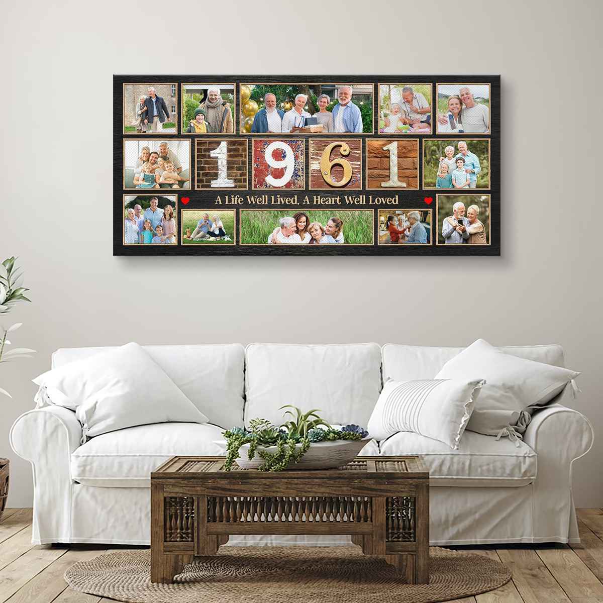 Custom 65th Birthday Photo Collage Canvas, Birthday Gifts For Grandparents, Born In 1961, Best Birthday Gifts For Mom, Best Birthday Gifts For Dad