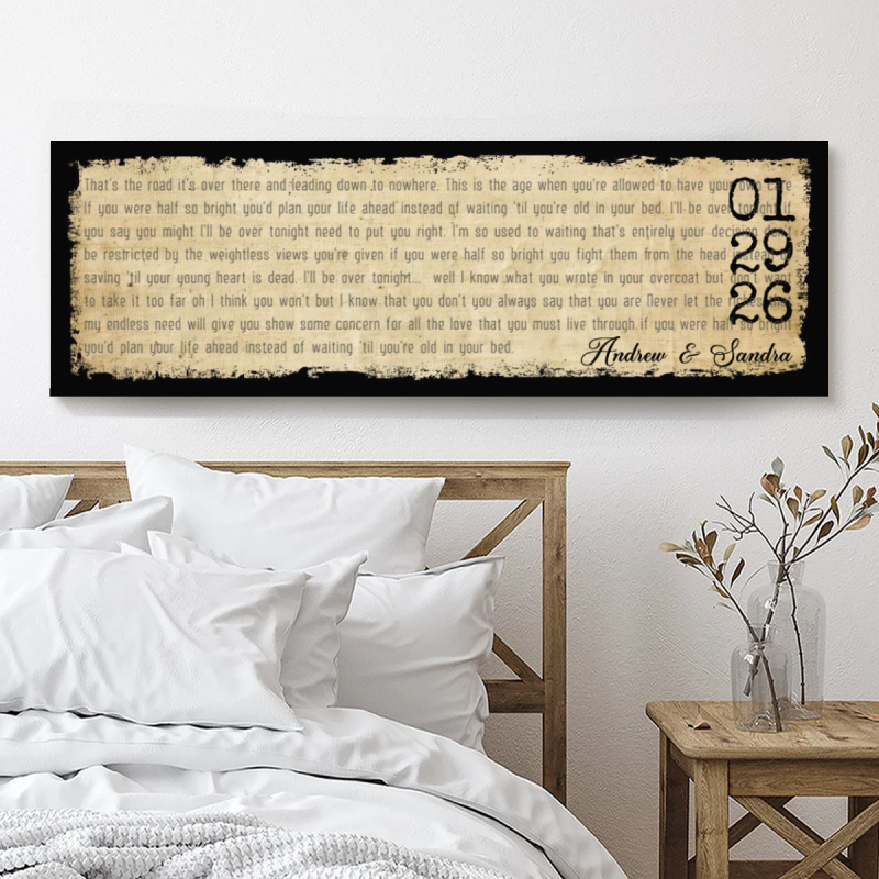 Personalized Song Lyrics Wall Art, Custom Anniversary Gift for Couples, Gift for Wife, First Dance Song Lyrics Gift, Gift For Spouse