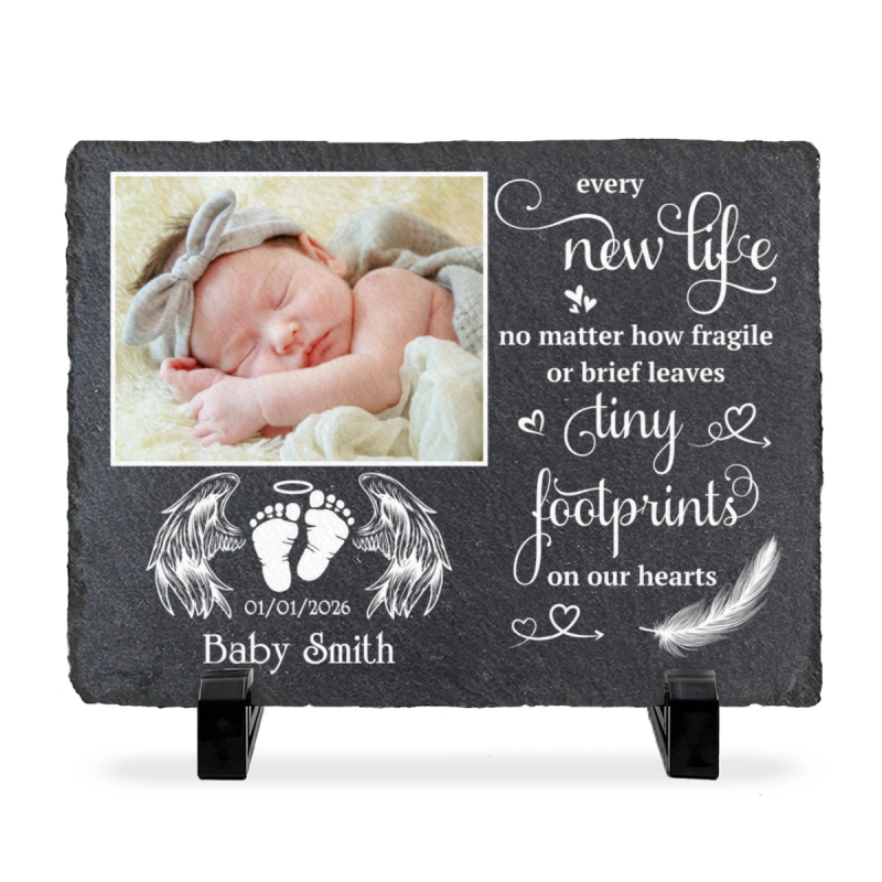 Personalized Baby Memorial Plaque,  Infant Loss Sympathy Gift, Miscarriage Memorial Gift for Parents, Custom Angel Baby Remembrance Photo Slate
