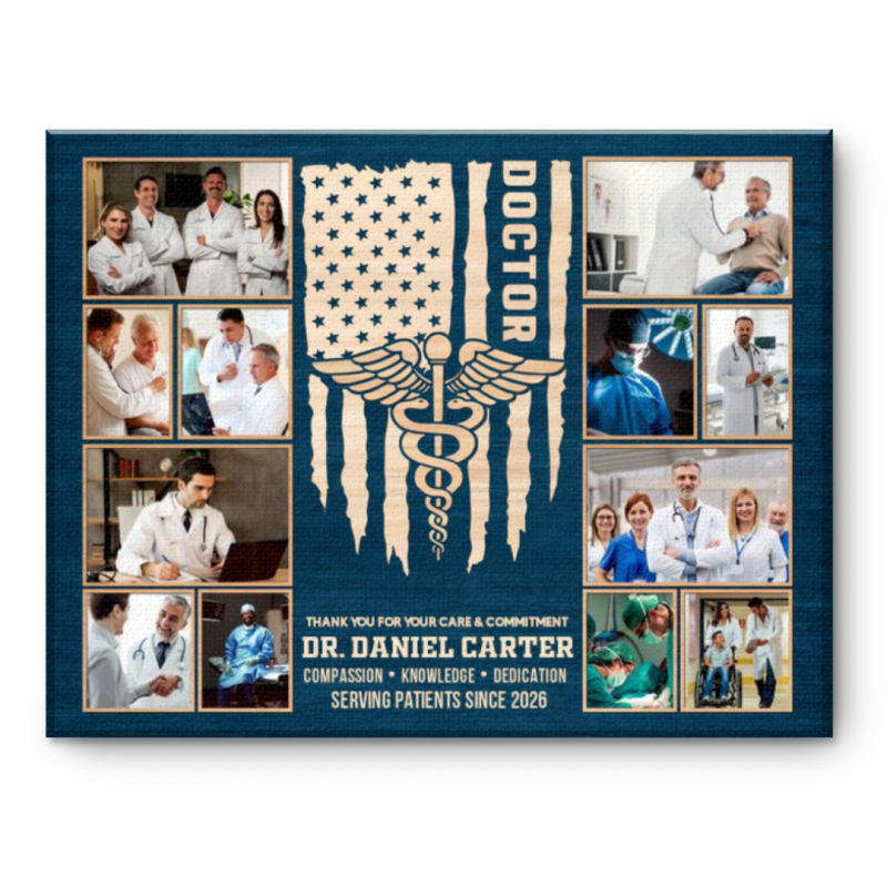 Retirement Gift For Doctor, Custom Doctor Photo Collages, Personalized Doctor Retirement Canvas, Doctor Gifts