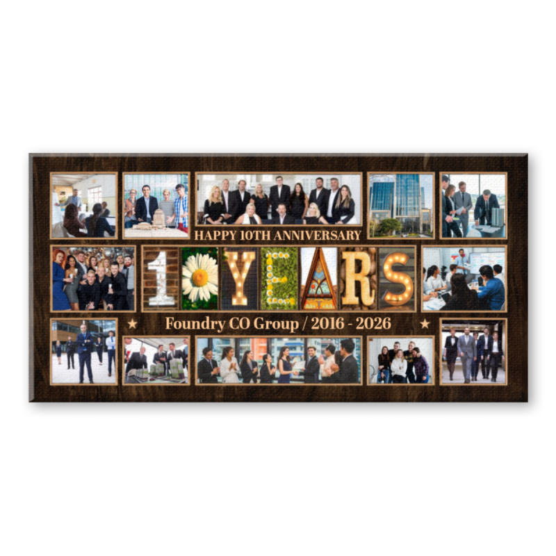 10th Company Anniversary Photo Collage Canvas, Company Milestone 10 Years Photo Canvas, Business Anniversary Gift, Office Team Anniversary Gift