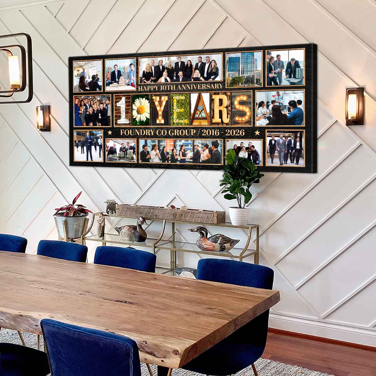 10th Company Anniversary Photo Collage Canvas, Company Milestone 10 Years Photo Canvas, Business Anniversary Gift, Office Team Anniversary Gift