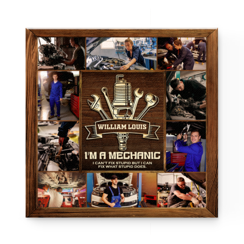 Personalized Mechanic Photo Collage Canvas, Mechanic Gift, Mechanic Dad Gift, Garage & Workshop Decor, Mechanic Father’s Day Gift