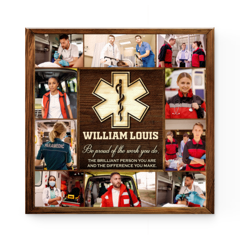 Personalized Paramedic Gift, EMT Gift, EMT Paramedic Retirement or Appreciation Gift, Custom Paramedic EMT EMS Photo Collage Canvas
