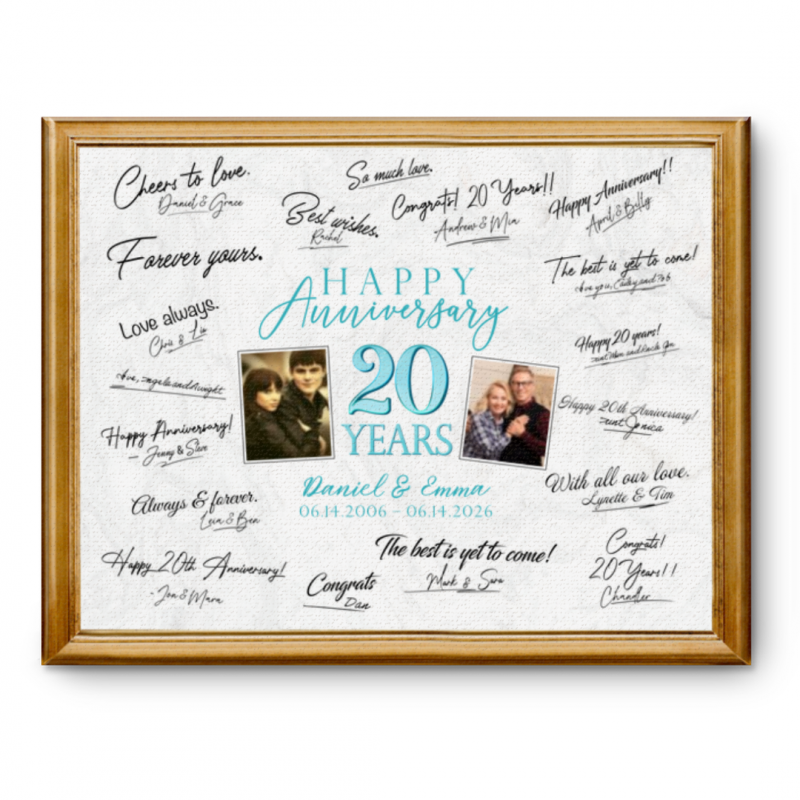 20th Wedding Anniversary Guest Book Canvas, Anniversary Sign, 20 Years Of Love, Couple Keepsake Gift