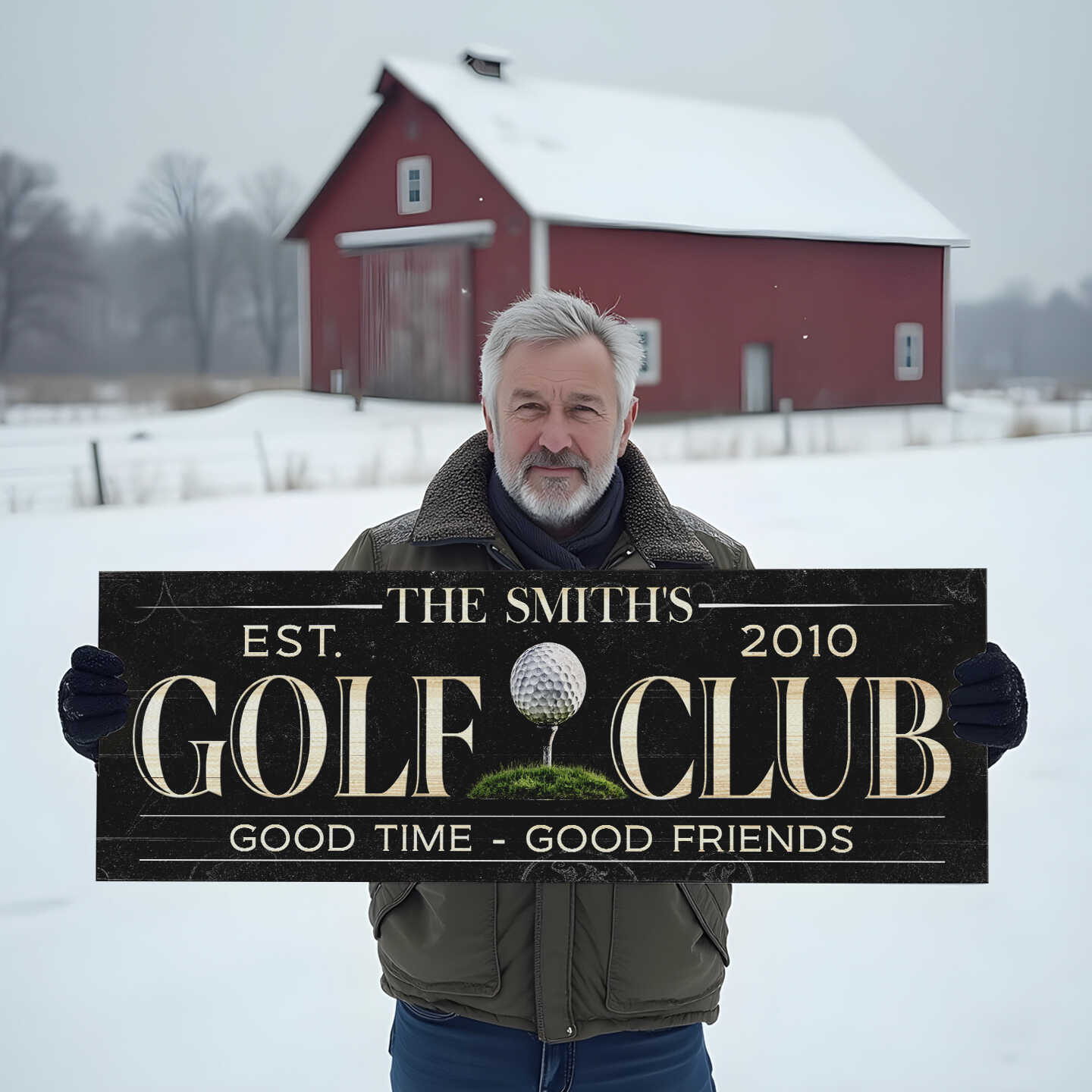 Personalized Golf Club Sign Canvas, Custom Family Name Wall Decor, Rustic 19th Hole Sign, Vintage Golf Club Canvas Print, Golf Club Sign