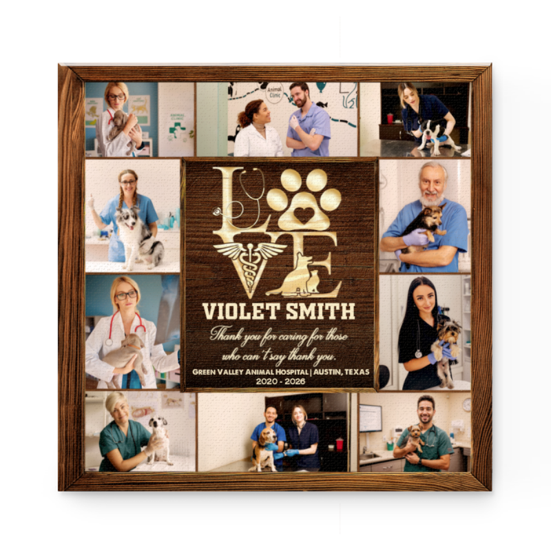 Personalized Veterinarian Photo Collage Canvas, Veterinarian Gifts, Veterinary Gift For Veterinarians, Veterinarian Retirement or Appreciation Gift, Veterinarian Thank You Gift