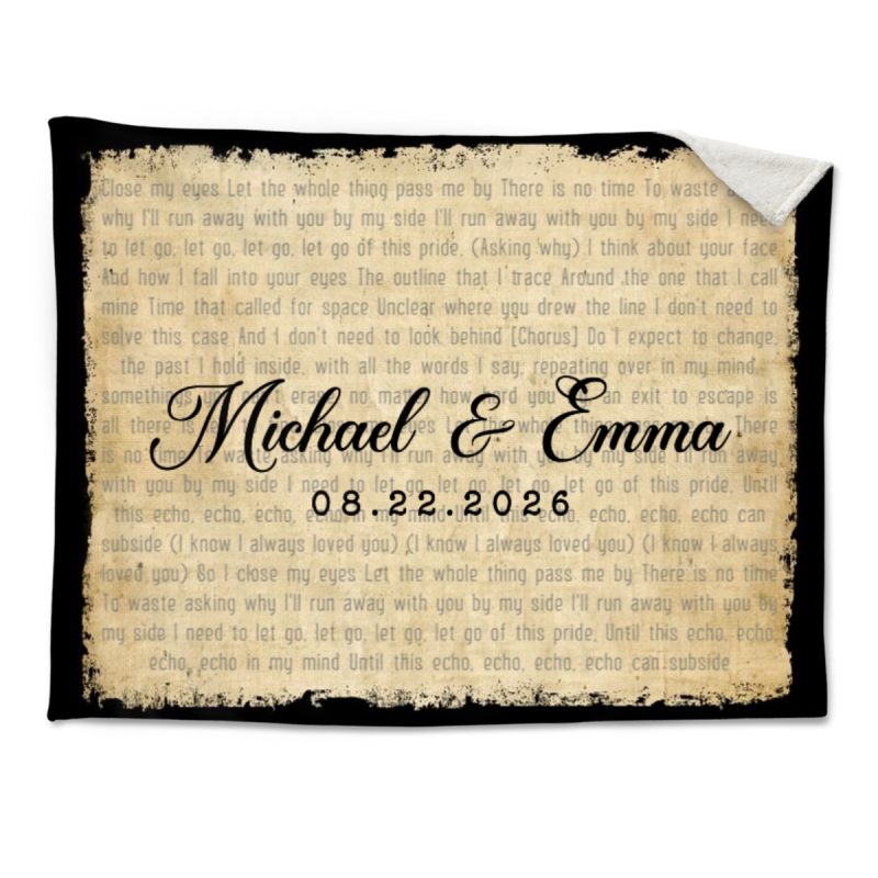 Personalized Song Lyrics Blanket, Anniversary Gift for Wife, Custom Wedding Song Blanket, Sentimental Gift for Couples