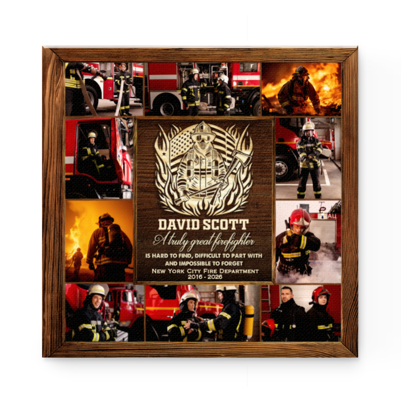 Firefighter Retirement Appreciation Gift, Personalized Firefighter Photo Collage Canvas, Firefighter Leaving Gift, Firefighter Gift, Firefighter Thank You Gift