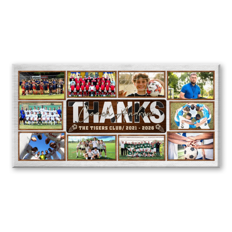 Personalized Soccer Coach Thank You Gift, Soccer Coach Collage Canvas Wall Art, Thank You Coach Gift, Custom Team Wall Art, End Of Season Gift