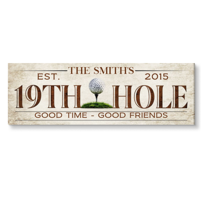 19th Hole Sign | Personalized Golf Sign | Canvas Golf Wall Decor | Gift for Golfer | Mancave Wall Art | 19th Hole Bar Sign