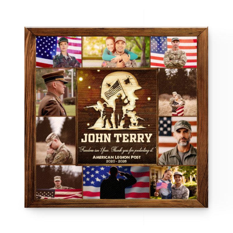Veteran Retirement Appreciation Gift, Personalized Veteran Photo Collage Canvas, Veteran Farewell Gift, Veteran Thank You Gift