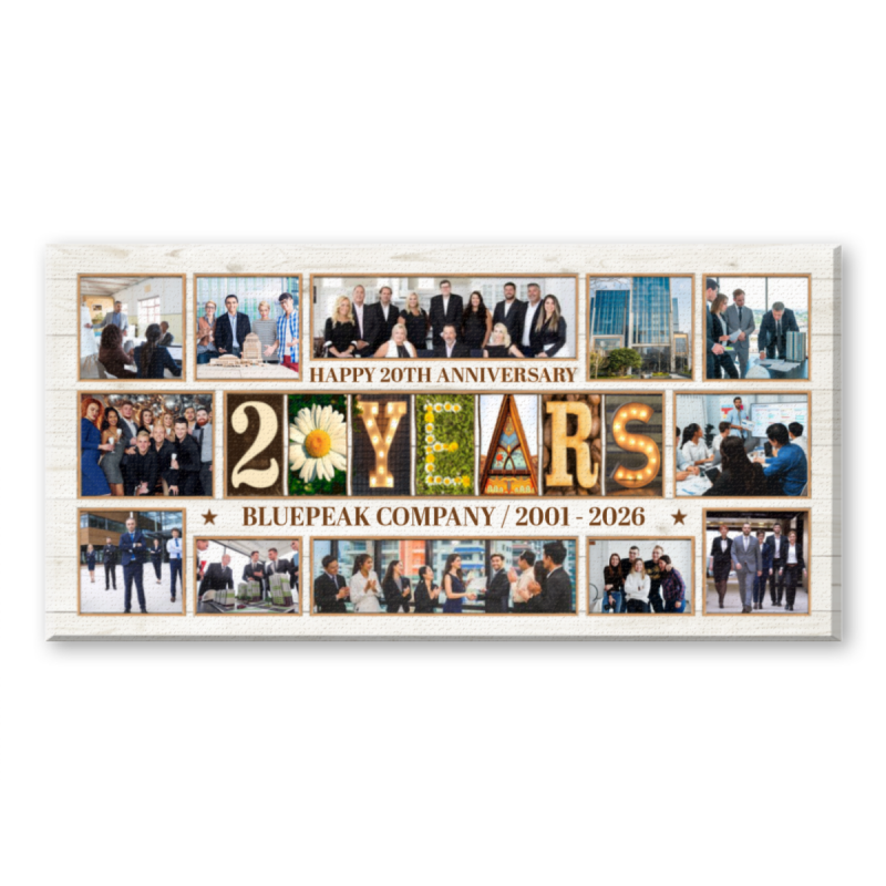 20 Years Business Anniversary Gift, Business Milestone Photo Canvas, 20 Years Business Gift, 20 Year Corporate Office Wall Decor