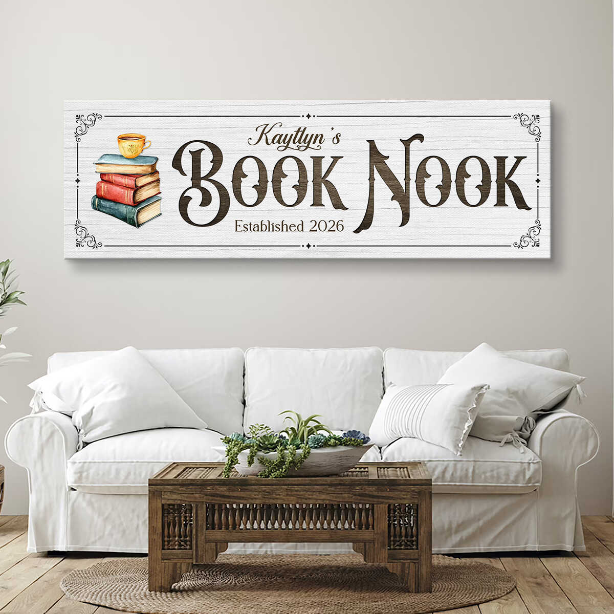 Personalized Book Nook Sign, Farmhouse Library Decor, Custom Home Library Canvas, Birthday Reading Book Sign 1 Personalized Book Nook Sign, Farmhouse Library Decor, Custom Home Library Canvas, Birthday Reading Book Sign