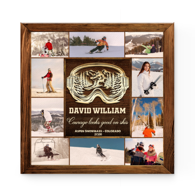 Custom Skiing Photo Collage Canvas, Skiing Gift, Skier Appreciation Gift, Ski Coach Gift, Custom Gift for Skiers