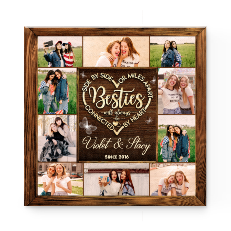Custom Bestie Photo Collage Canvas, Gift for Best friend, Bestie Gifts, Birthday Gift for Best Friend