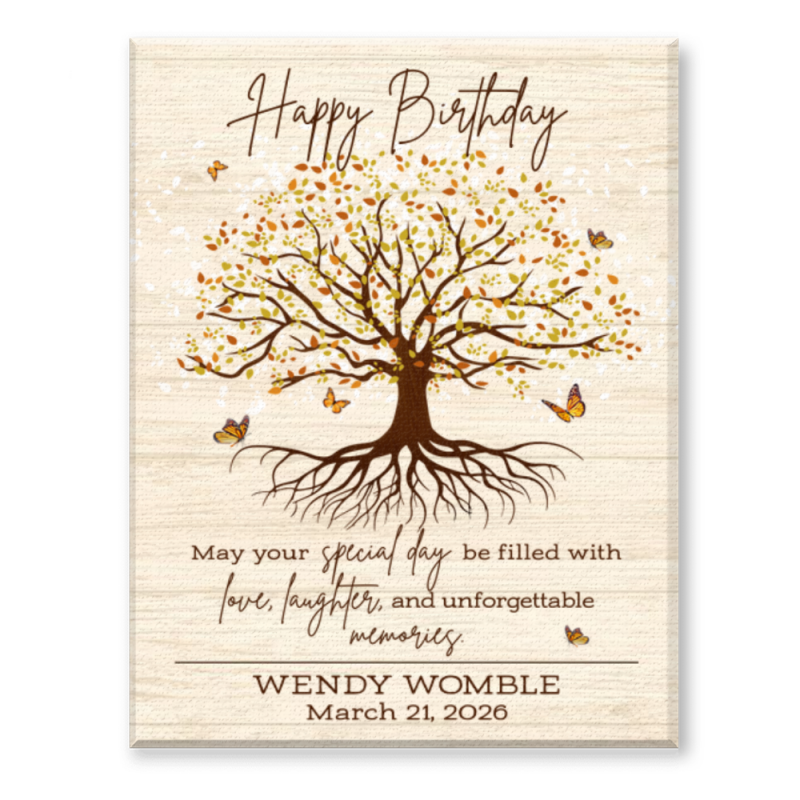 Thoughtful Birthday Gift Idea, Happy Birthday Tree of Life Wall Art, Birthday Gift for Her Him, Custom Birthday Tree Canvas Print