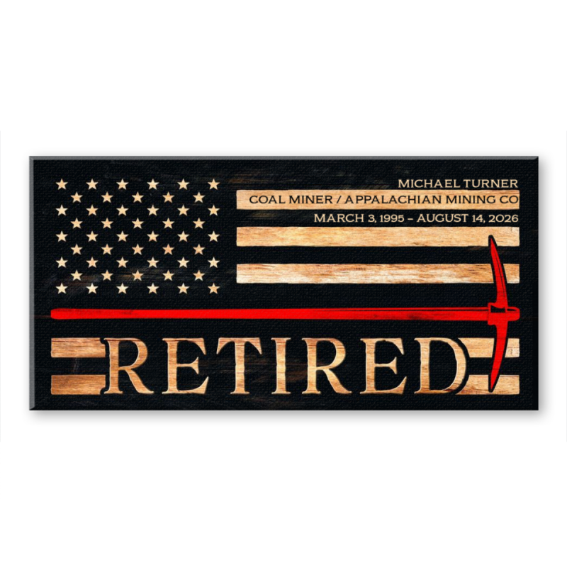 Retired Coal Miner Gift, Personalized Coal Miner Retirement Gift, Miner Tribute Decor, Coal Miner Name Service Years Gift