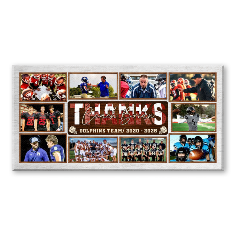 Football Coach Photo Gift, Youth Football Thank You Gift, Custom Coach Gift, Coach Team Photo Canvas