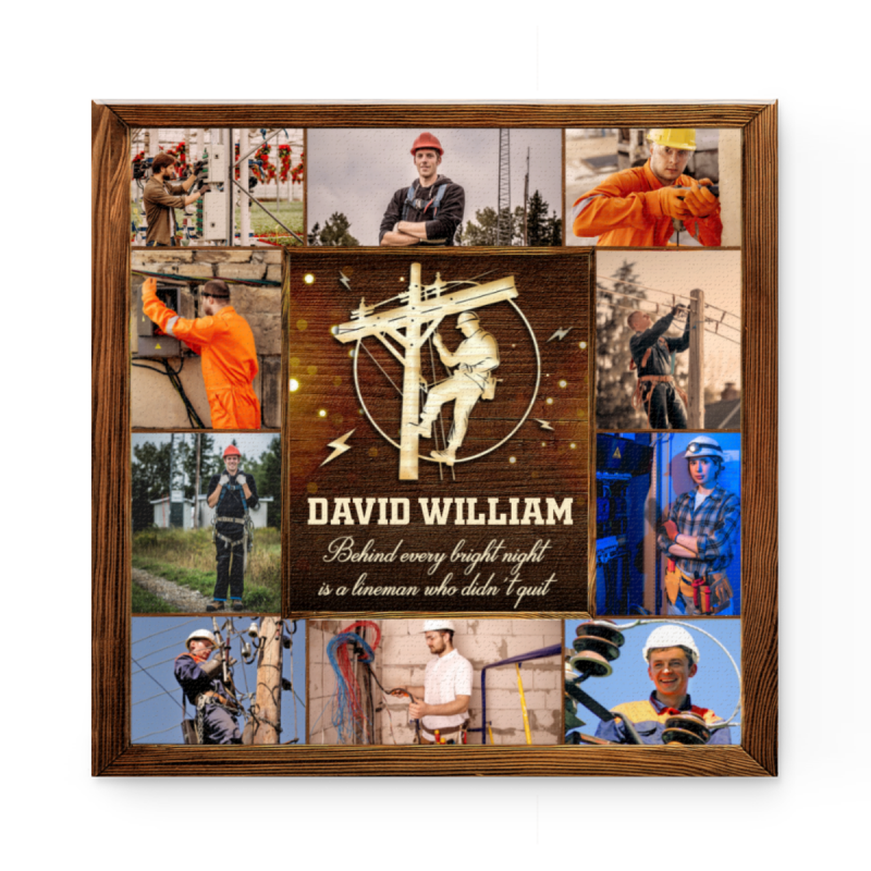 Custom Lineman Photo Collage Canvas, Lineman Gift, Lineman Thank You Gift, Graduation Gift for Linemen, Lineman Retirement or Appreciation Gift