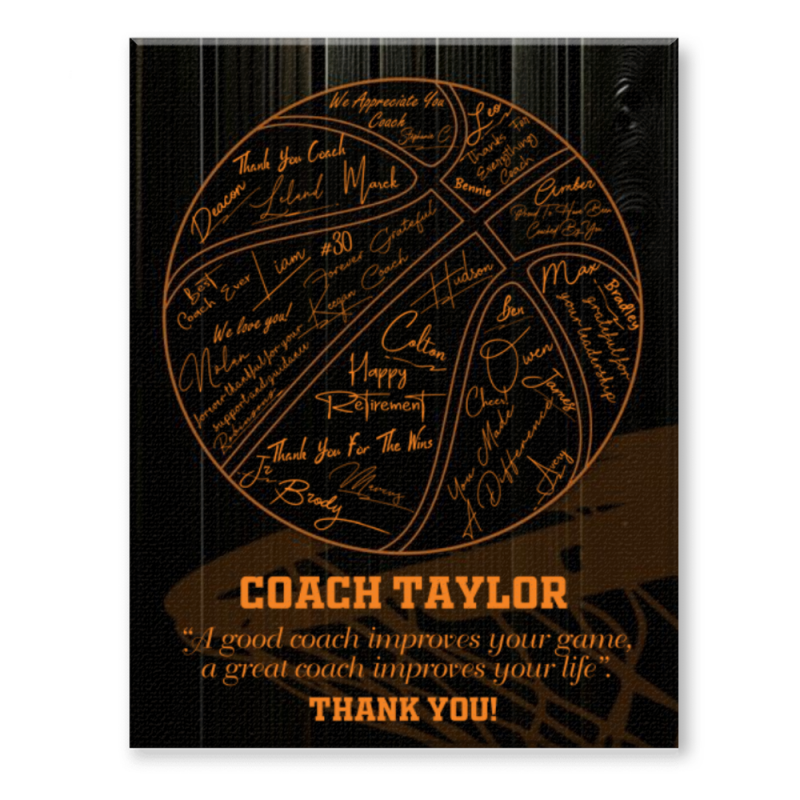 Basketball Coach Signature Canvas, Basketball Team Signature Ball Keepsake, Basketball Memory Canvas, Basketball Gift for Coach