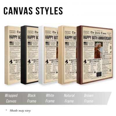 Personalized 60th Anniversary Newspaper Canvas, 1966 Highlights and News, Custom 60 Years Together Newspaper Print, Anniversary Gift For Parents