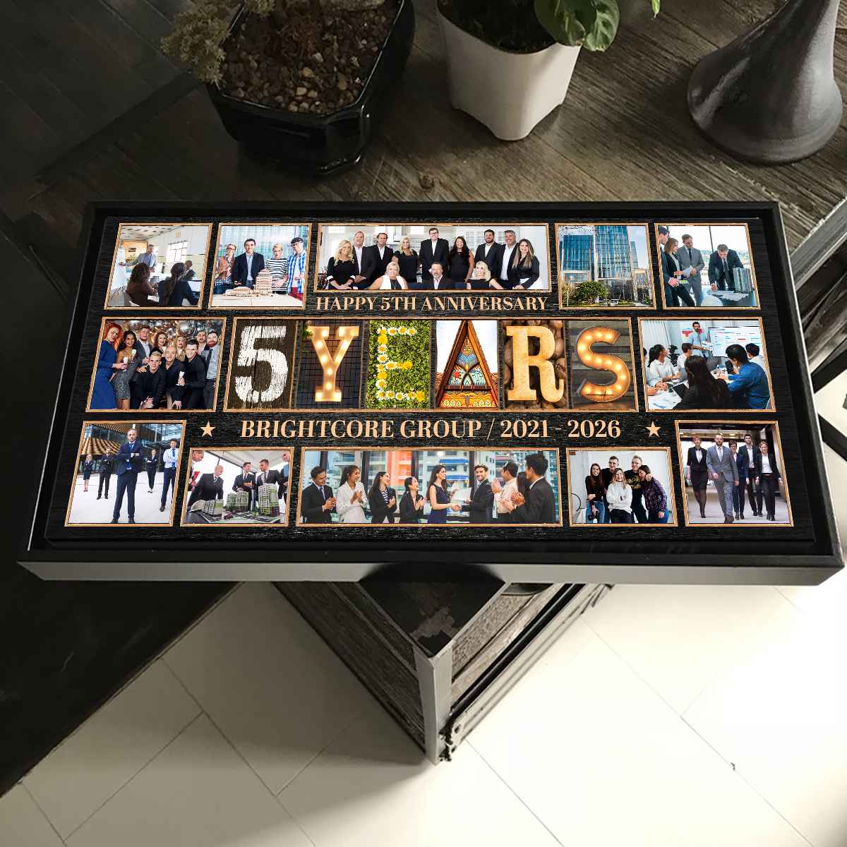 Corporate 5th Anniversary Gift for Company, Company 5 Year Celebration Wall Art, Personalized Corporate Anniversary Canvas, Professional Office Decor Print