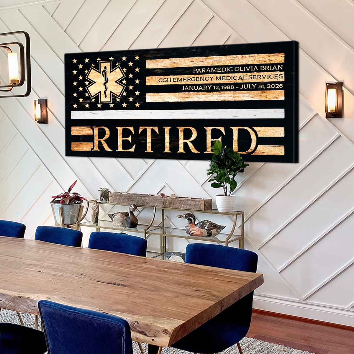 Personalized Paramedic Retirement Gift, Thin White Line EMS Flag Canvas, Paramedic Decor, First Responder Retirement Canvas 1 Personalized Paramedic Retirement Gift, Thin White Line EMS Flag Canvas, Paramedic Decor, First Responder Retirement Canvas