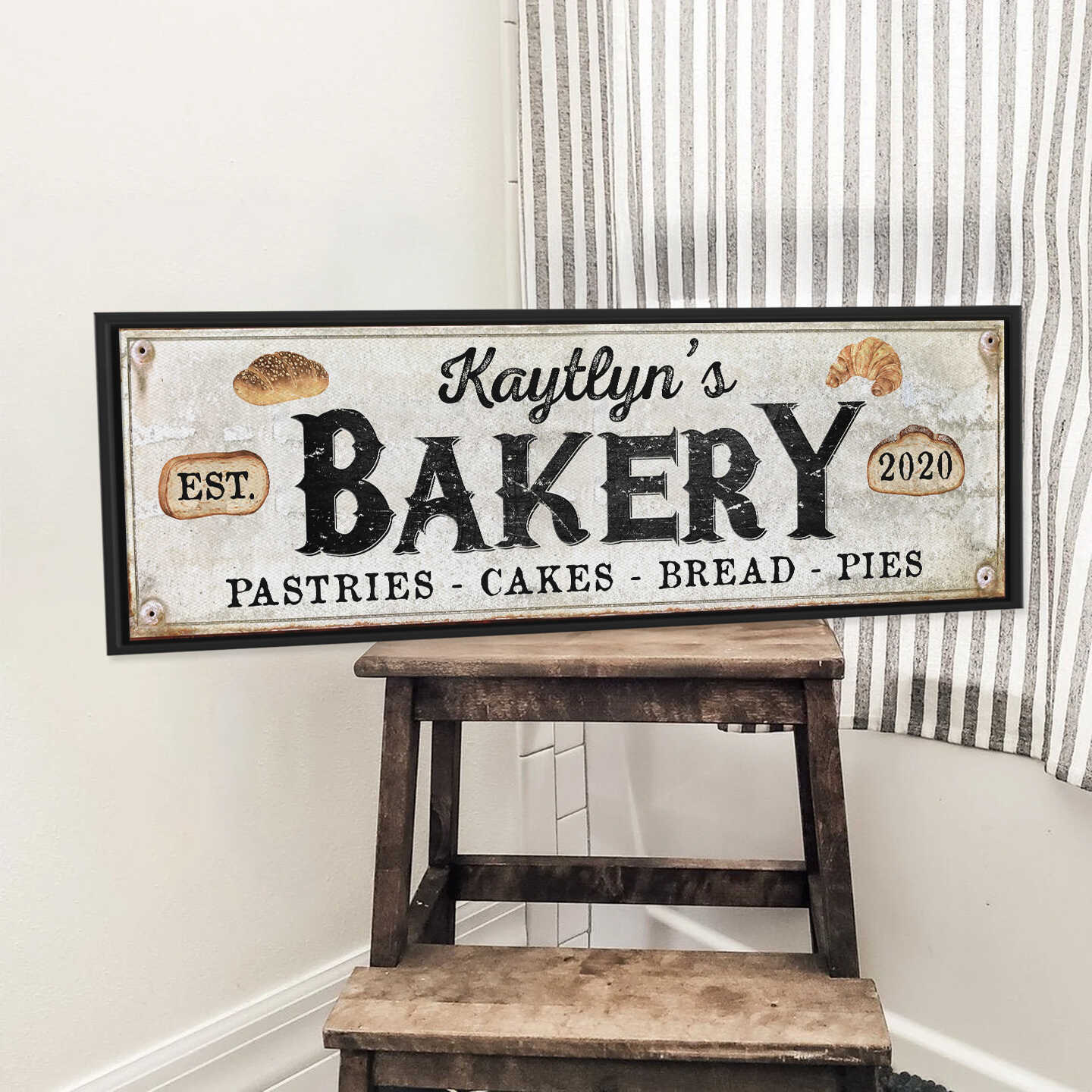 Personalized Bakery Sign, Bake Shop Sign, Vintage Bakery Decor, Mother's Day Gift, Custom Kitchen Wall Decor, Grandma Gift