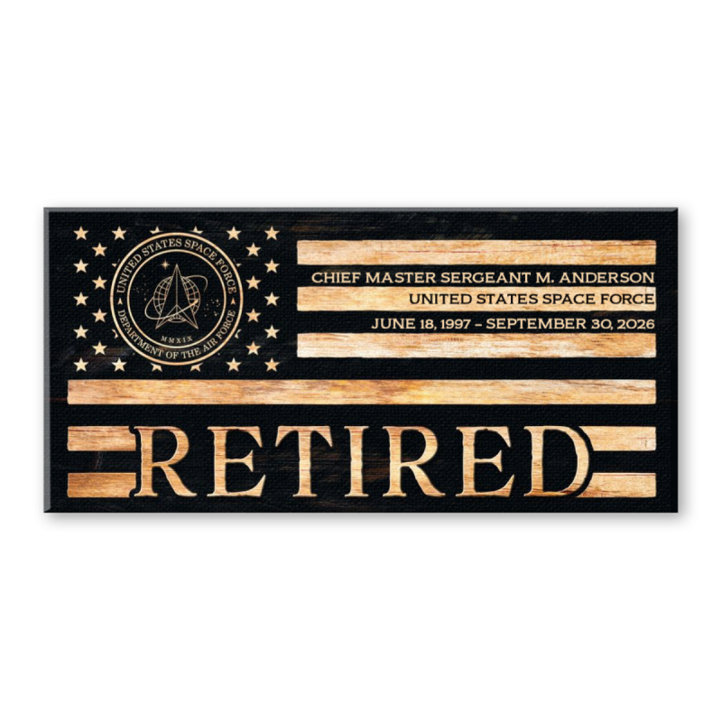 US Space Force Retired Canvas, Space Force Military Retirement Keepsake Gift, Gift for Service Member, Space Force Chief Master Sergeant Retirement Gift