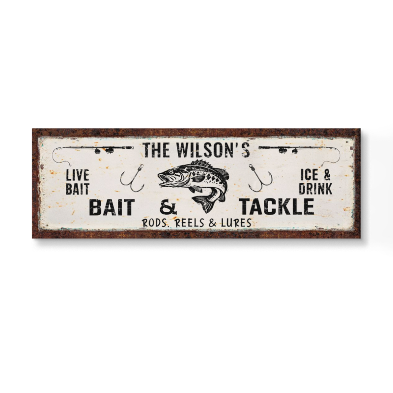 Bait Shop Sign, Bait & Tackle Fishing Sign, Bait Shop Sign Personalized Lake House Decor, Fisherman Gift