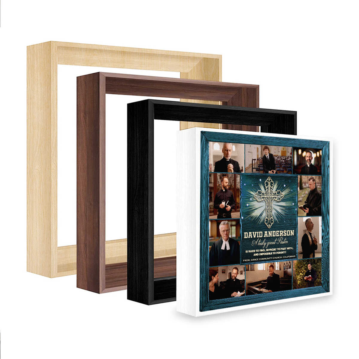 Pastor Retirement Gift, Personalized Pastor Photo Collage Canvas, Christian Wall Art, Custom Pastor Appreciation Canvas Print
