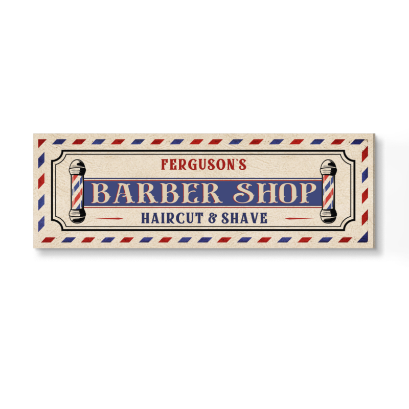 Custom Name Barber Shop Canvas, Personalized Name Haircut & Shave Wall Decor for Barbershop, Barbershop Gift, Barber Shop Sign