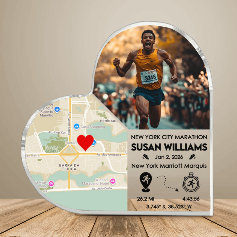 Marathon Street Map Acrylic, Personalized Marathon Map, Custom Marathon Achievement Gift, Runner Finish Line Keepsake