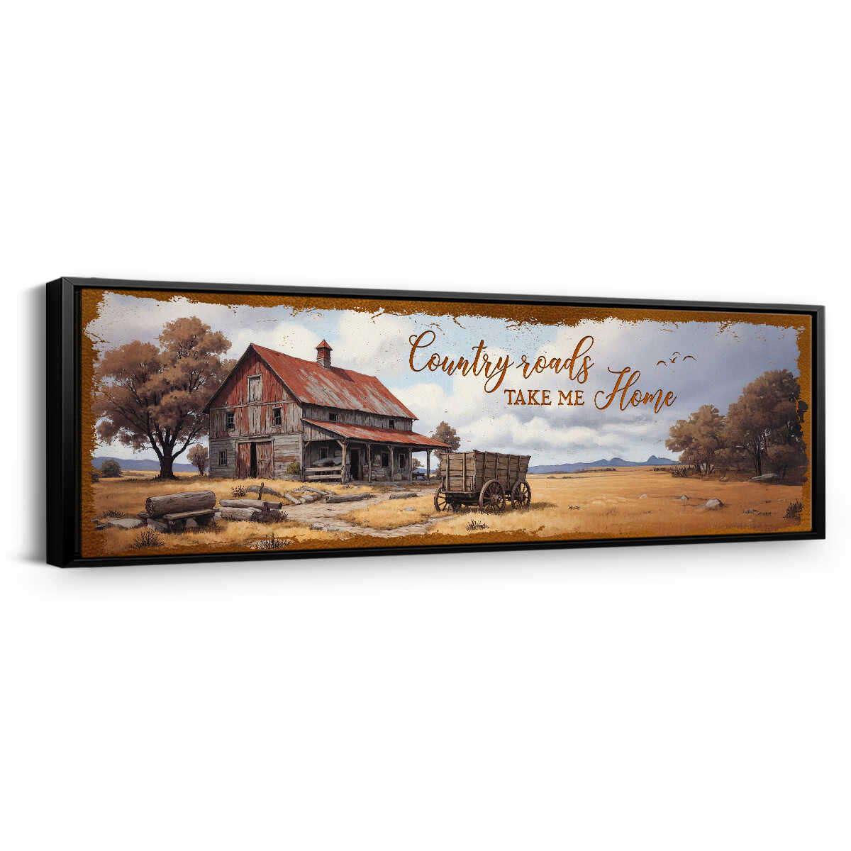 Country Roads Take Me Home Sign, Rustic Home Sweet Home Wall Art, Vintage Farmhouse Decor, Seasonal Decoration Canvas