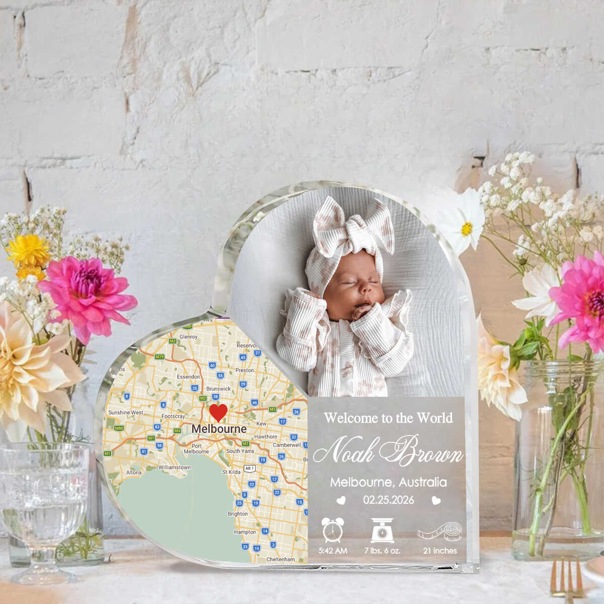 Newborn Birth Street Map Acrylic, Personalized Welcome Baby Map, Custom Birth Place Keepsake, Baby Arrival Gift, New Born Gift