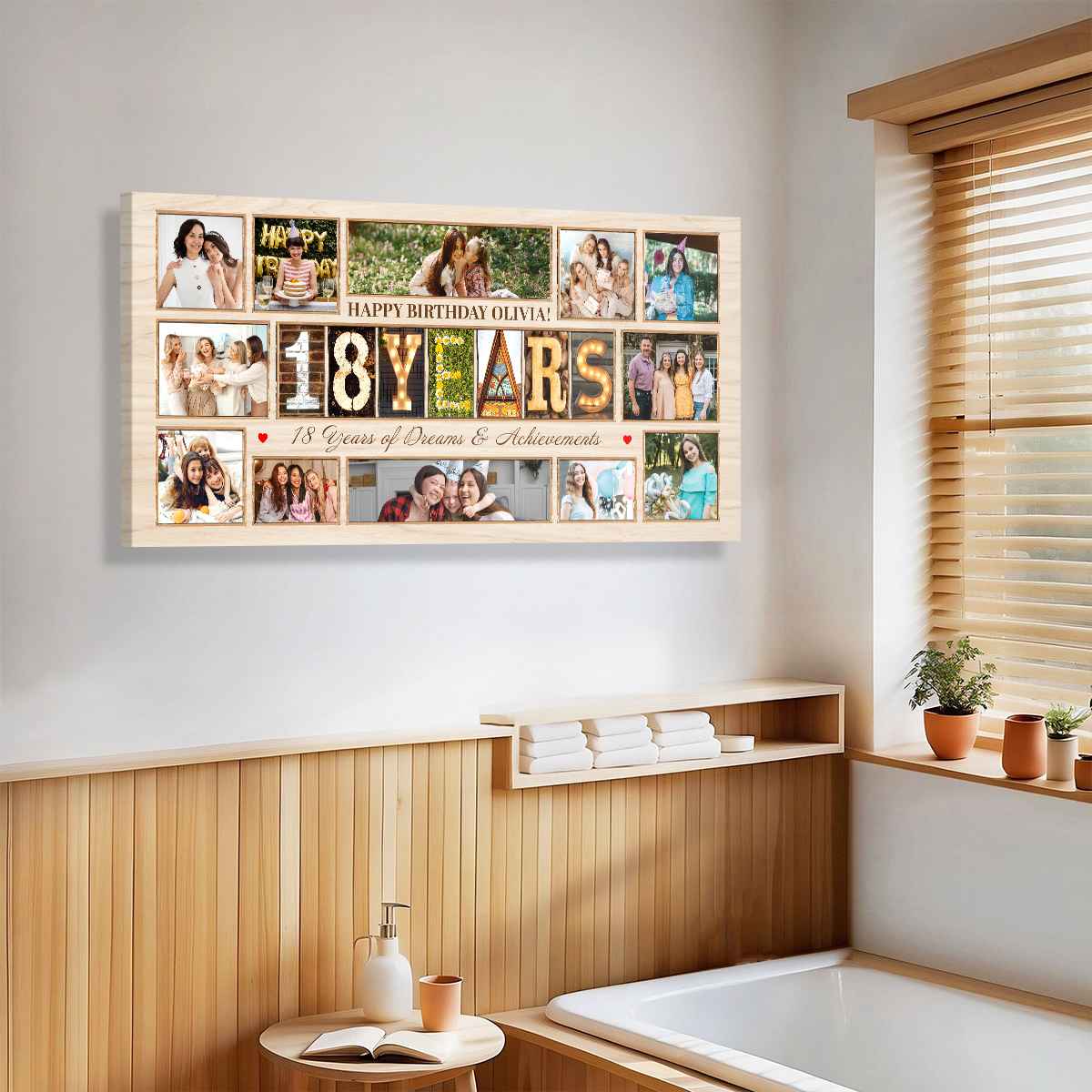Personalized 18th Birthday Photo Canvas, 18 Years Birthday Memory Canvas, 18th Birtday Gift for Daughter, Gift From Mom