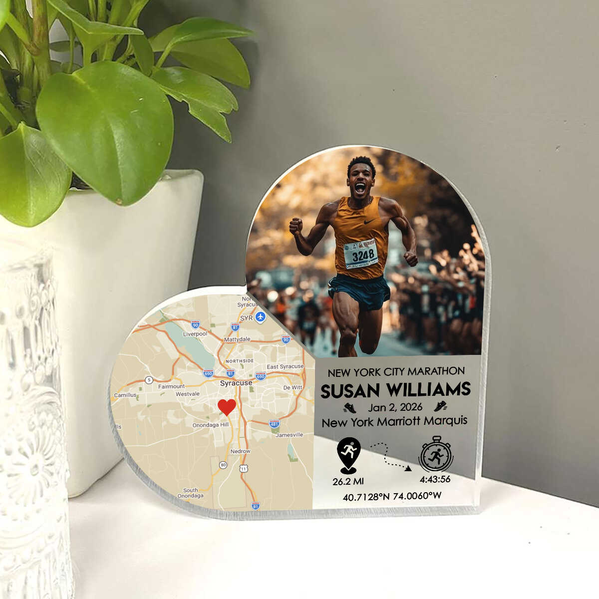 Marathon Street Map Acrylic, Personalized Marathon Map, Custom Marathon Achievement Gift, Runner Finish Line Keepsake