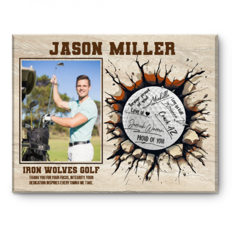 Golf Player Signature Canvas, Custom Golf Guest Book, Golf Keepsake Gift, Personalized Golfer Gift, Golf Player Gift