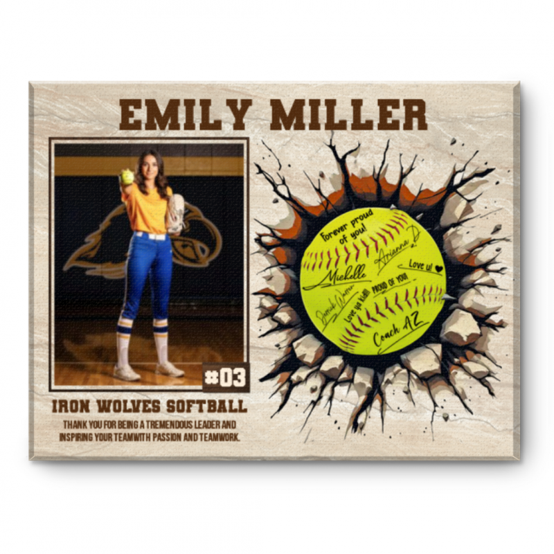 Softball Player Signature Canvas, Custom Softball Guest Book, Softball Keepsake Gift, Athlete Gift, Softball Player Gift