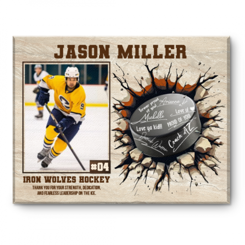 Hockey Player Signature Canvas, Custom Hockey Guest Book, Hockey Keepsake Gift, Personalized Athlete Gift, Hockey Sport Gift