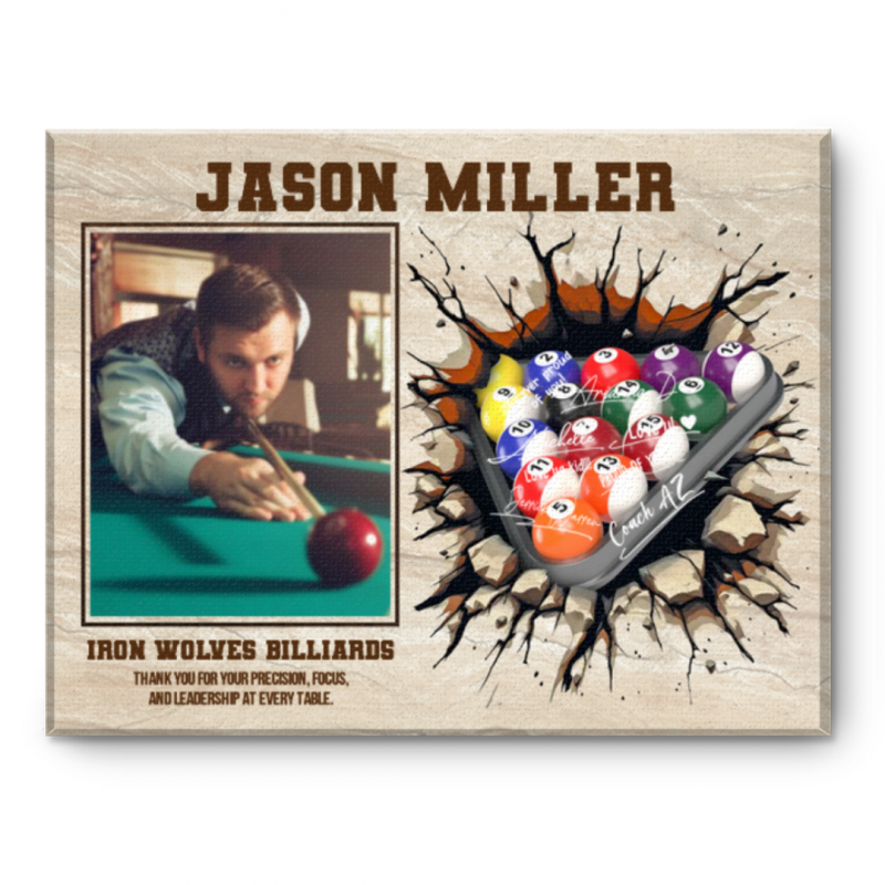 Billiards Player Signature Canvas, Custom Billiards Guest Book, Billiards Keepsake Gift, Billiards Lover Gift, Sport Gift