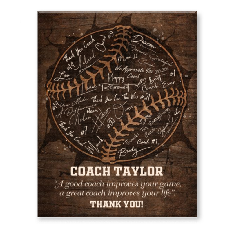 Baseball Coach Signature Wall Art, Baseball Coach Appreciation Gift, Baseball Team Signature Gift For Coach, Baseball Coach Guest Book