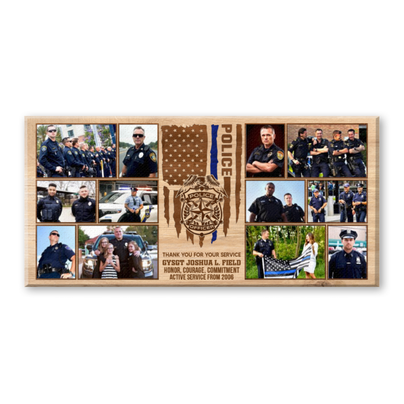 Police Tribute Photo Canvas, Custom Law Enforcement Photo Keepsake, Officer Retirement Gift, Memorial Gift For Police Officer, Police Veteran Keepsake