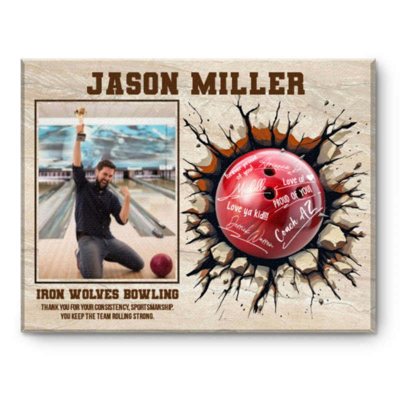 Bowling Player Signature Canvas, Custom Bowling Guest Book Alternative, Bowling Player Gift, Sports Lover Gift, Bowling Gift