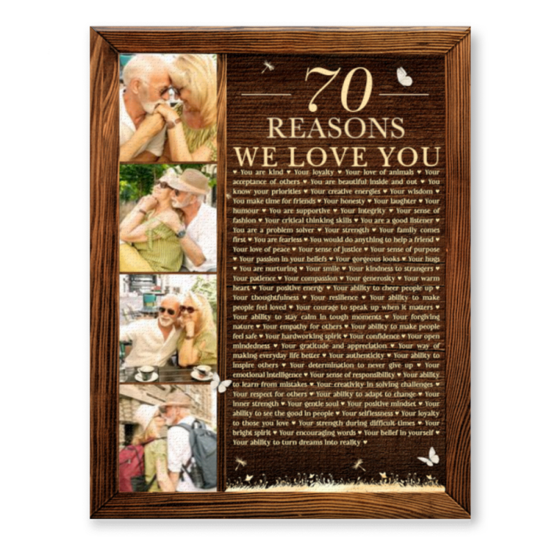 70 Reasons We Love You Personalized Photo Collage Canvas, 70th Birthday Gift for Him for Her, Mom’s 70th Anniversary, 70 Things About Dad Birthday, 70th Birthday Canvas